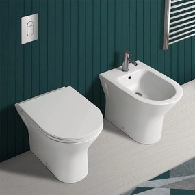 Sanitari filo muro Feeling rimfree in bianco matt con copriwc softclose