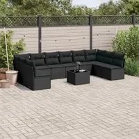 Set Divani da Giardino 11 pz con Cuscini in Polyrattan Nero 3218095