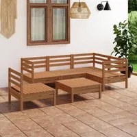 Set Salotto da Giardino 6 pz in Legno Massello di Pino Miele 3082725