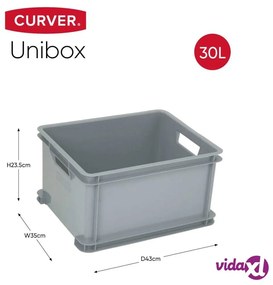 Curver Scatole Portaoggetti Unibox 3x30 L Argento