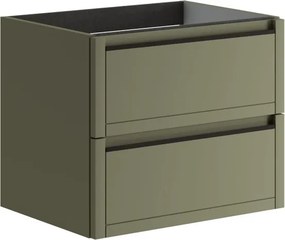 Mobile da bagno sospeso sotto lavabo L 59.5 x H 50 x P 45.5 cm verde salvia opaco, 2 cassetti TRATTO