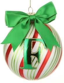 Pallina Natale con lettera F 10 cm Circus verde