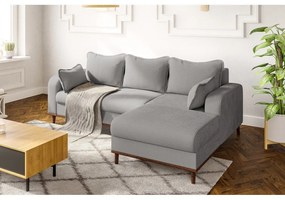 Divano angolare grigio chiaro in velluto a coste (angolo destro) Beata - Ropez