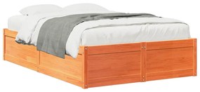 Letto Senza Materasso Marrone Cera 120x200 Cm İn Legno Di Pino /