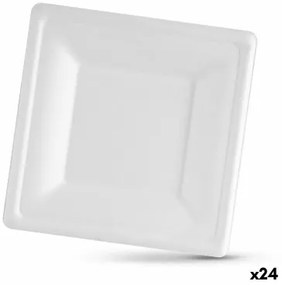 Set di piatti Algon Monouso Bianco Canna da Zucchero Quadrato 20 cm (24 Unità)