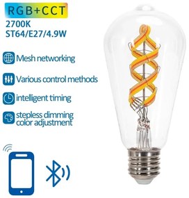 LED RGBW Lampadina FILAMENT ST64 E27/4,9W/230V 2700K - Aigostar