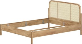 Letto matrimoniale di colore naturale in rovere massiccio rete non inclusa 160x200 cm Olive Rotan – Vipack