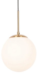 Lampada a sospensione Art Déco oro con vetro opale - Flore