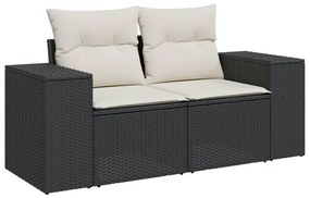 Set Divani da Giardino con Cuscini 7pz Nero Polyrattan