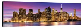 Stampa su tela Skyline New York luci tramonto, multicolore 180 x 64 cm