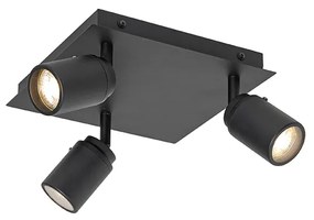 Faretto da bagno moderno nero quadrato 3 luci IP44 - Ducha