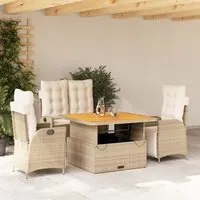 Set da Pranzo da Giardino 4 pz con Cuscini Beige in Polyrattan 3277477