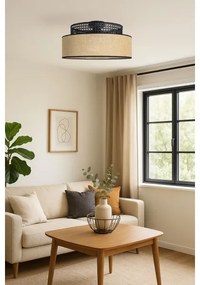 Plafoniera BOHO 1xE27/60W/230V diametro 40 cm nero/rattan