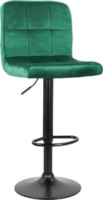 Sgabello bar in velluto girevole altezza regolabile Verde Set 2 Pezzi