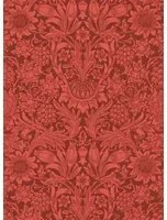 Morris & Co Carta da parati Sunflower - Chocolate/ Red