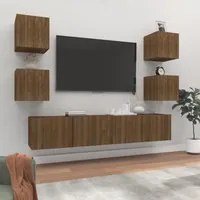 Set Mobili Porta TV 6 pz Rovere Marrone in Legno Multistrato 3114261