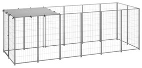 Gabbia per Cani Argento 330x110x110 cm in Acciaio