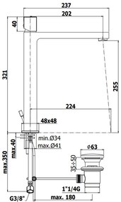 Paffoni Elle Elx085 Miscelatore Lavabo alto per catino Prolungato Con Leva Cubo E Scarico Automatico Cromo