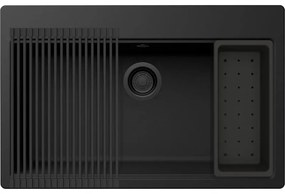 Lavello sopratop 1 vasca in quarzo nero ELLECI L 79 x L 51 cm