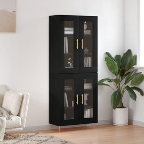 Credenza Nera 69,5x34x180 Cm İn Legno Multistrato /