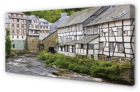 Quadro su tela Germania Old River Buildings 100x50 cm