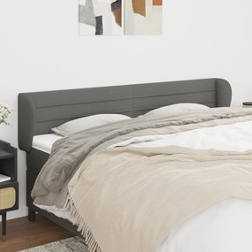 Testiera Ad Orecchio Grigio Scuro 183x23x78/88 Cm İn Tessuto /