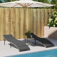 Lettini Prendisole 2 pz con Cuscini Grigio Chiaro in Polyrattan 3277306