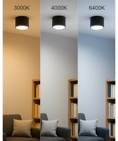 Faretto LED 10 W, 230 V, 3000/4000/6400 K, Ø 12 cm, nero