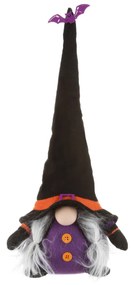 Gnomo donna Halloween fermaporta 45 cm viola