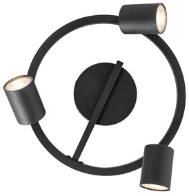 Faretto da soffitto nero GU10 50mm 3 luci rotondo con retroilluminazione - Back Up