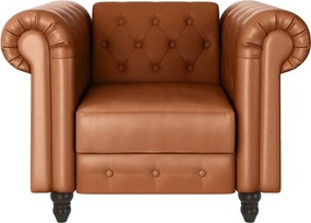 Poltrona chesterfield in similpelle marrone cognac Felix - Støraa