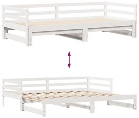 Dormeuse letto estraibile e cassetti bianco 90x200cm legno pino