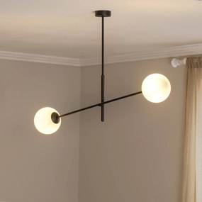 EMIBIG LIGHTING Plafoniera lineare, nero/opale, 2 luci