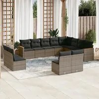 Set Divani da Giardino 12 pz con Cuscini Grigio in Polyrattan 3258875