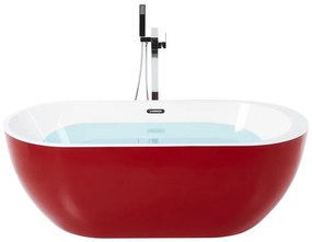 Vasca da bagno freestanding acrilico rosso 160 x 75 cm NEVIS Beliani