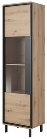 Vetrina 1 anta con LED Rovere e Antracite - BAYORI