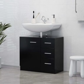 Mobile Sottolavabo Nero 63x30x54 Cm İn Legno Multistrato /