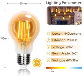 Lampadina LED A60 E27/4W/230V 2200K - Aigostar