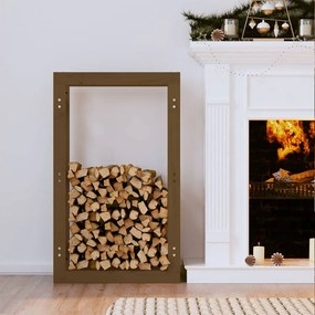 Portalegna Marrone Ambra 60x25x100 Cm İn Legno Massello Di Pino /
