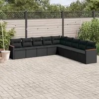 Set Divani da Giardino 9 pz con Cuscini Nero in Polyrattancod mxl 112316