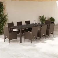 Set da Pranzo da Giardino 9pz con Cuscini Polyrattan e Vetro 3278589