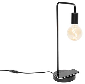 Lampada da tavolo moderna nera con ricarica wireless - Facil