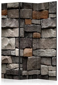 Paravento separè Fortezza di pietra (3 pezzi) - composizione semplice con parete