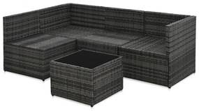 Set divani da giardino 5 pz con cuscini in polyrattan grigio