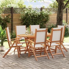 Set Pranzo Da Giardino 7pz Legno Massello Di Acacia E Textilene /