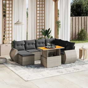 Set divano da giardino 8 pz con cuscini grigio in polyrattan