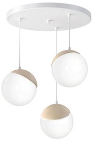 Lampadario a sospensione con filo SFERA WOOD 3xE14/40W/230V bianco