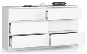 Cassettiera Credenza 140x40x77 Cm 6 Cassetti Artika Bianco Opaco