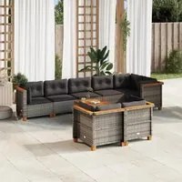 Set Divano da Giardino 9 pz con Cuscini Grigio in Polyrattan 3261894