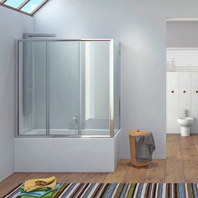 Box doccia per vasca 140x90cm apertura a scorrimento P2000S - KAMALU
